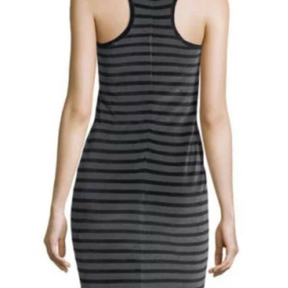 NWT $250 T BY ALEXANDER WANG Dress Striped Velour Racerback Cut Out Sz M - Picture 2 of 2
